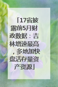 17省披露前5月财政数据：吉林增速最高，多地加快盘活存量资产资源