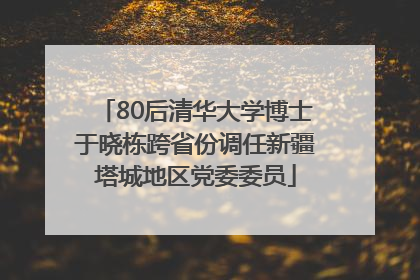 80后清华大学博士于晓栋跨省份调任新疆塔城地区党委委员